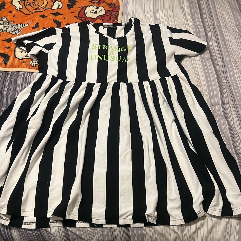 Disturbia Black and White Striped Midi Dress